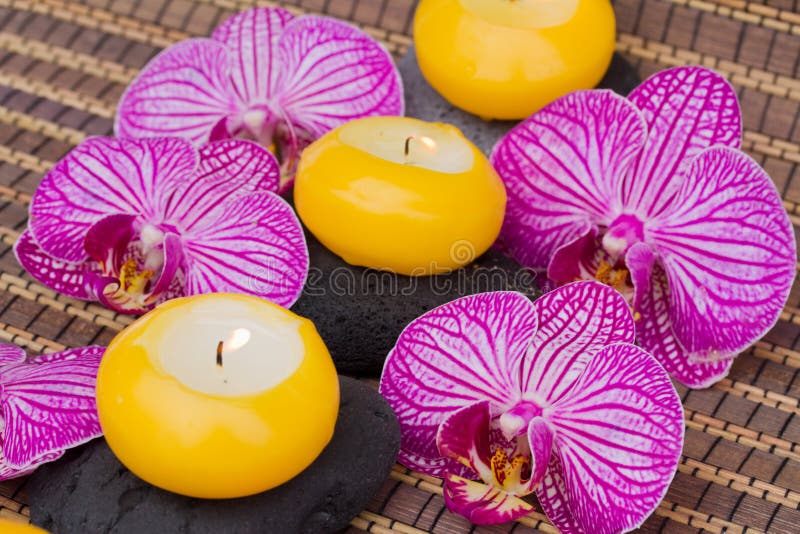 Spa Therapy Event with Burning Candles Stock Image Image of bath