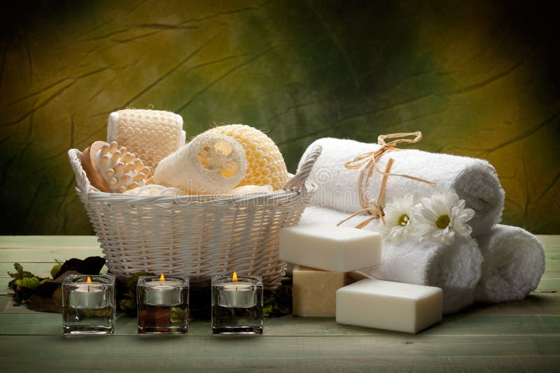 Spa Towels Soap Candles And Massage Tools Stock Image Image O