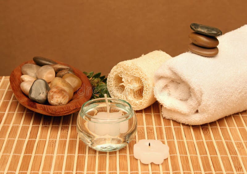 Spa treatment products stock image. Image of stone, essence 4423073