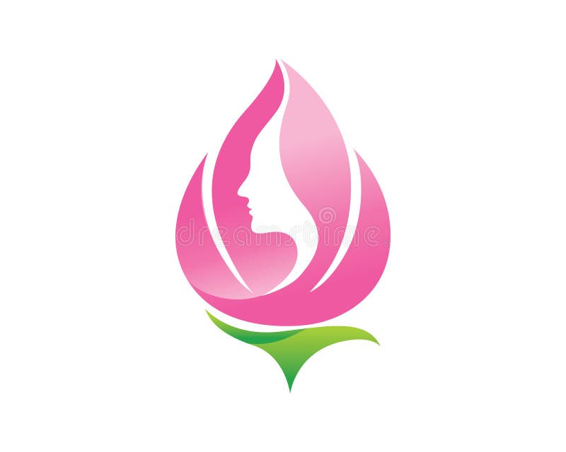 Spa, Wellness and Beauty Symbol with a Tulip and a Lady inside