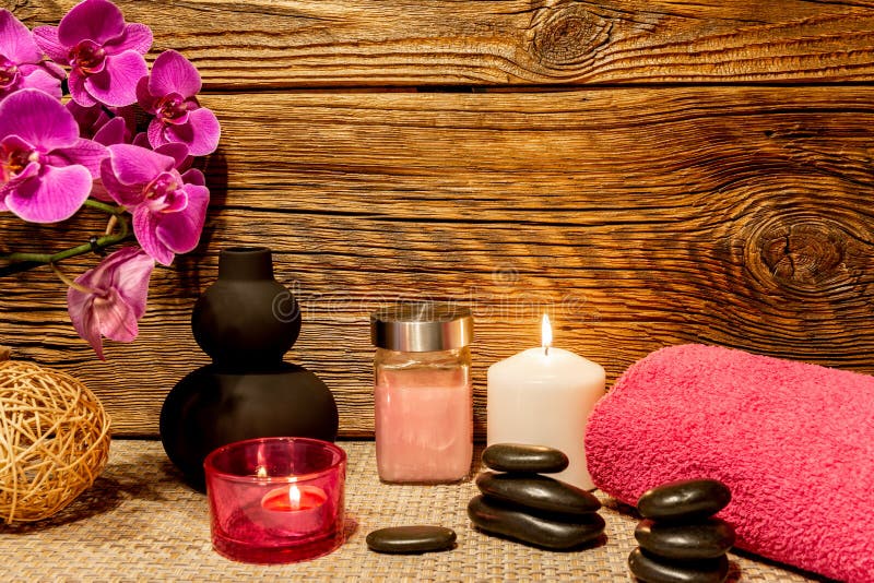 Spa Candles In The Massage Room Stock Image Image Of Room Pebble 234019919 