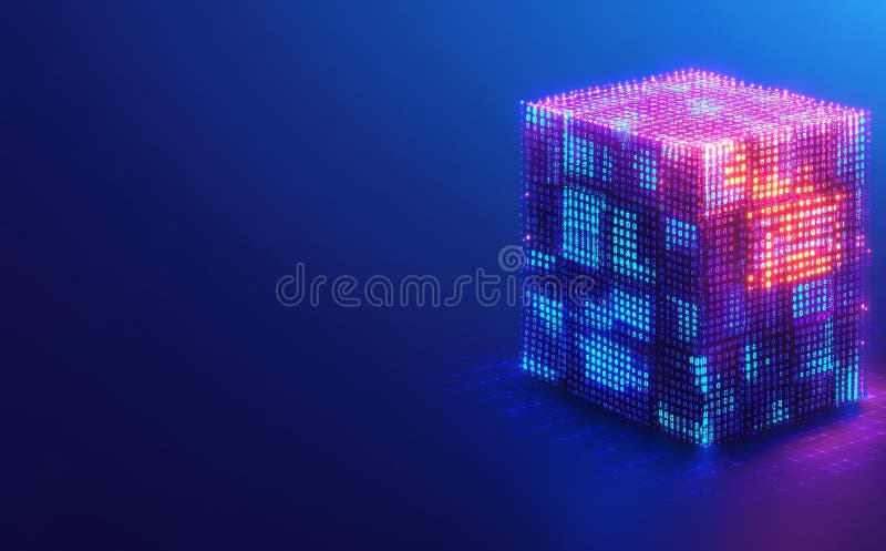 In space, abstract cubes glow and float, a creation of digital art stock images
