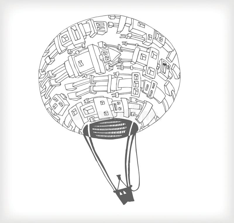 Space Baloon Doodle stock illustration