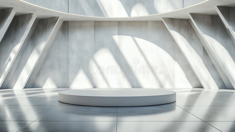 Modern minimalist interior design with natural light and geometric shapes. Generative AI stock illustration