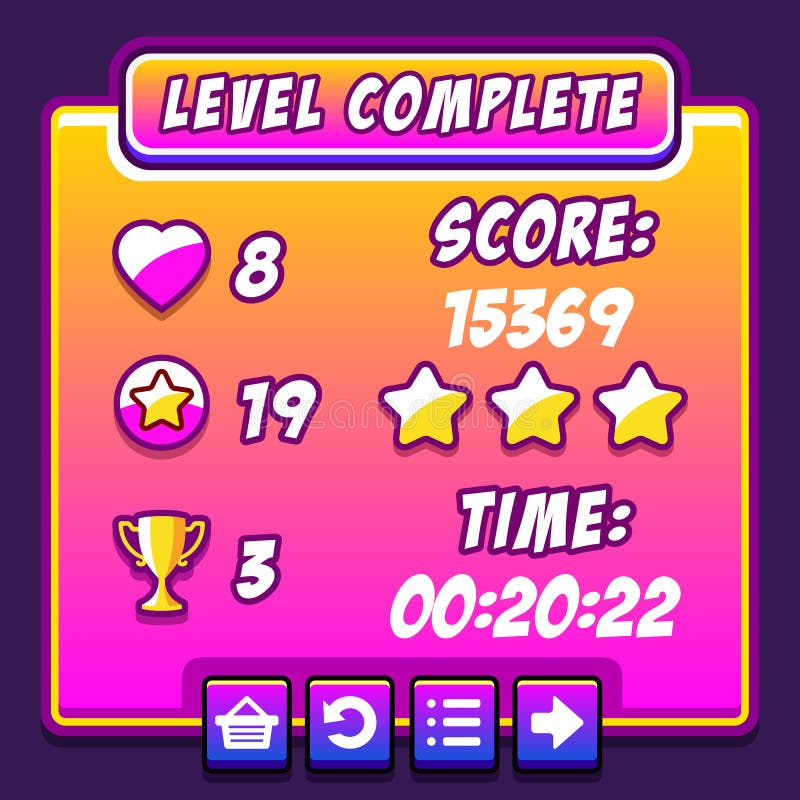 Space game level complete interface panels ui stock illustration