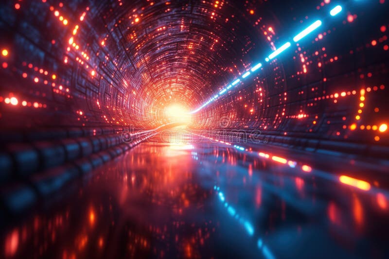 Space gate is digital time quantum tunnel at cosmic gateway royalty free stock photography