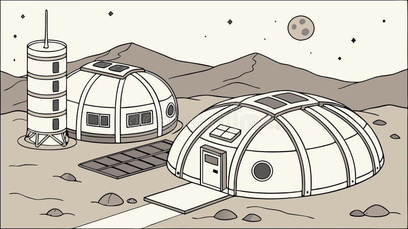 Space habitat dome, future living, space colony, Mars base, Vector Design, Generative AI vector illustration