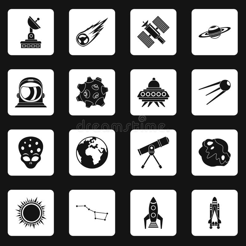 Space icons set squares vector royalty free illustration Space icons set squares vector royalty free illustration