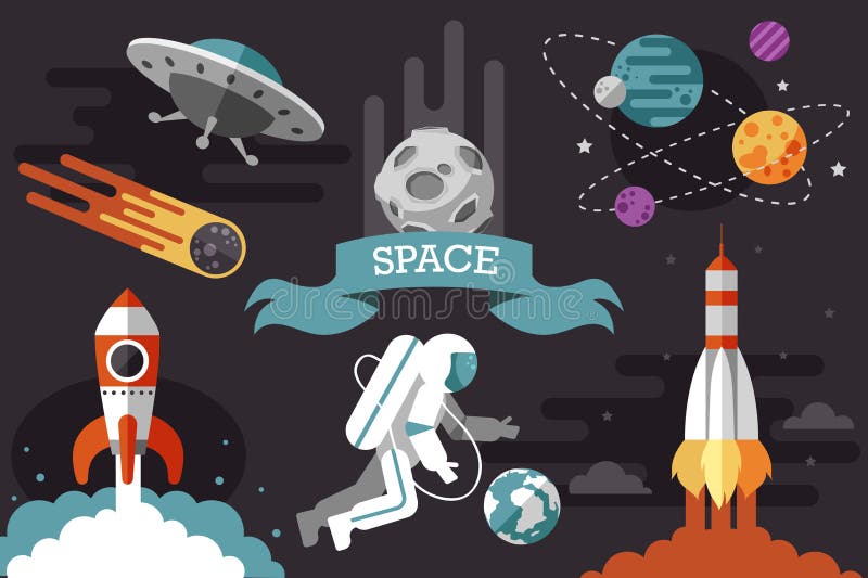 Space illustrations set royalty free illustration Space illustrations set royalty free illustration
