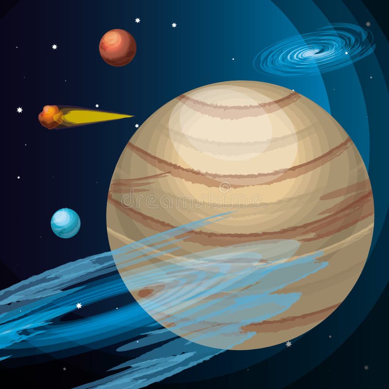 Space with jupiter planet universe scene royalty free illustration