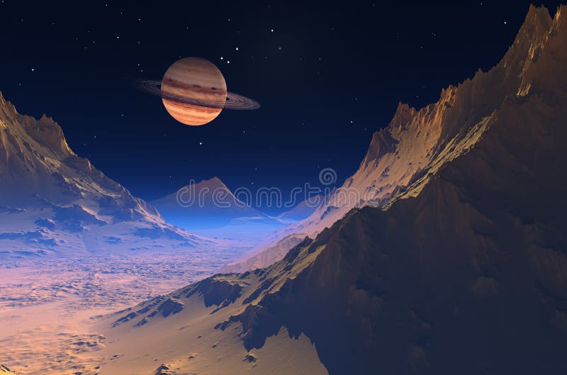 Space Landscape Stylized Vintage Graphic. Stock Vector - Illustration