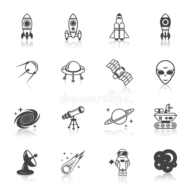 Space line icons set vector illustration Space line icons set vector illustration
