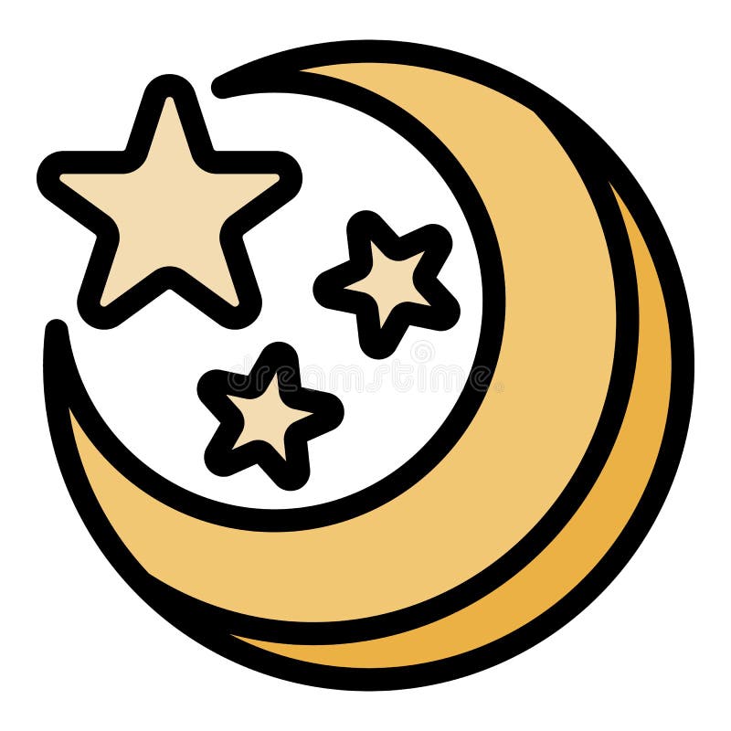 Space Moon Stars Icon Color Outline Vector Stock Vector Illustration