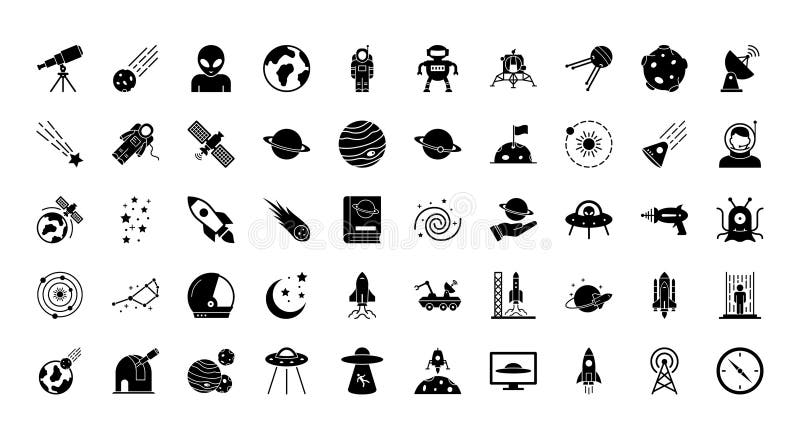 Space and Planets Isolated Vector icons set every single icons can be easily modified or edit this set consist with Collision, co royalty free illustration