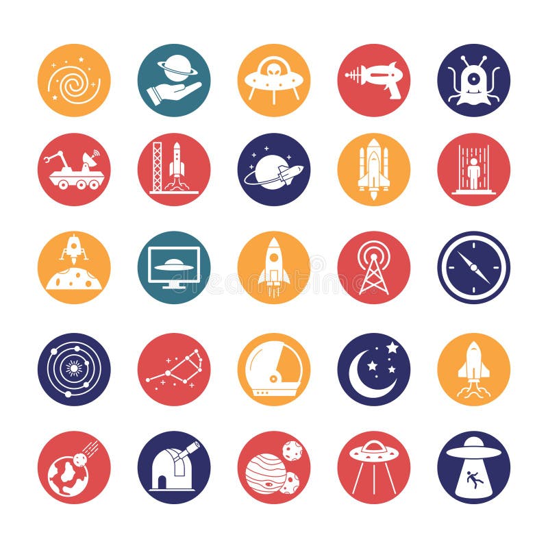 Space and Planets Isolated Vector icons set every single icons can be easily modified or edit this set consist with Collision, co vector illustration