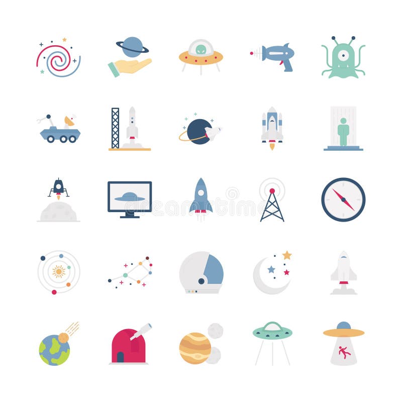 Space and Planets Isolated Vector icons set every single icons can be easily modified or edit this set consist with Collision, co stock illustration