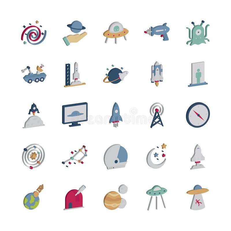 Space and Planets Isolated Vector icons set every single icons can be easily modified or edit this set consist with Collision, co vector illustration