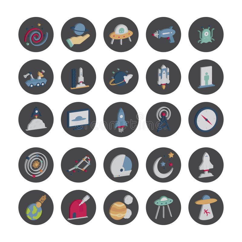 Space and Planets Isolated Vector icons set every single icons can be easily modified or edit this set consist with Collision, co stock illustration