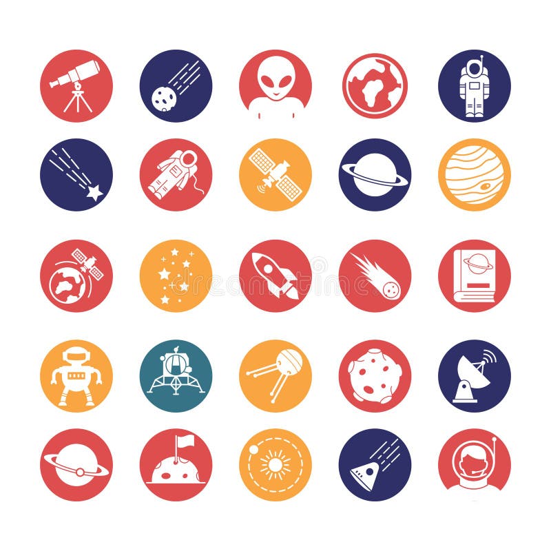 Space and Planets Isolated Vector icons set every single icons can be easily modified or edit this set consist with Collision, com royalty free illustration