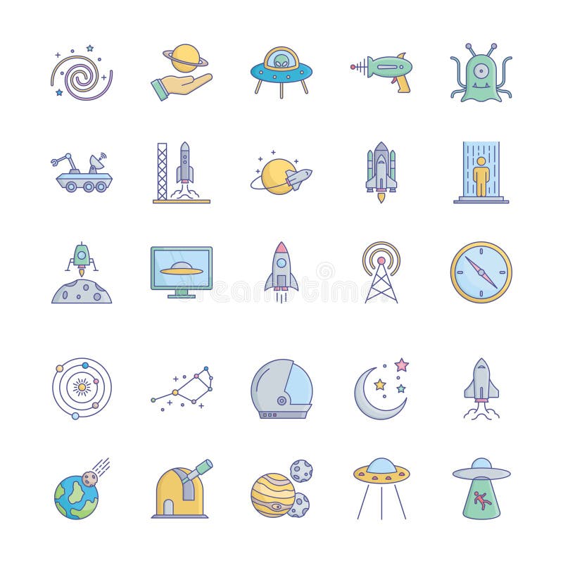 Space and Planets Isolated Vector icons set every single icons can be easily modified or edit this set consist with Collision, com stock illustration