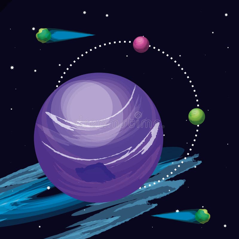 Space with pluto planet universe scene stock illustration