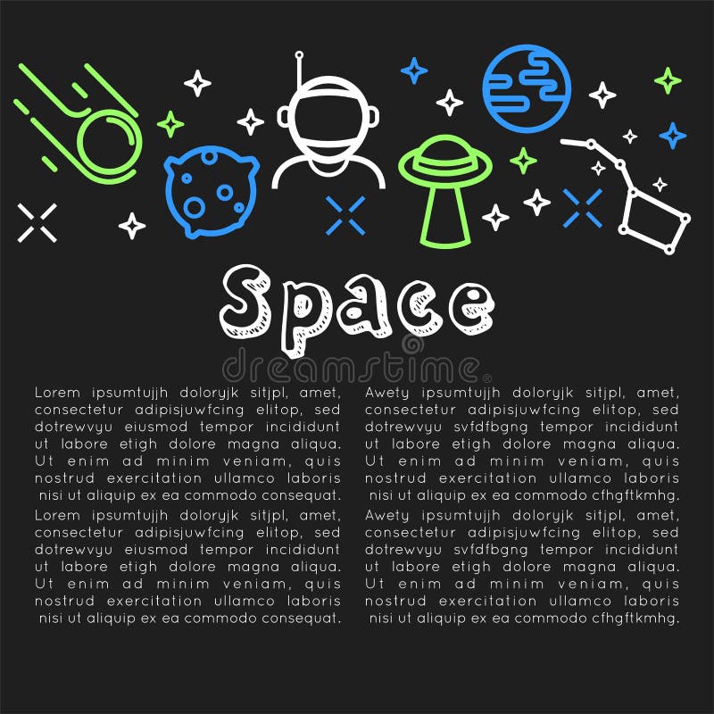 Space poster with text sample and icons vector vector illustration Space poster with text sample and icons vector vector illustration