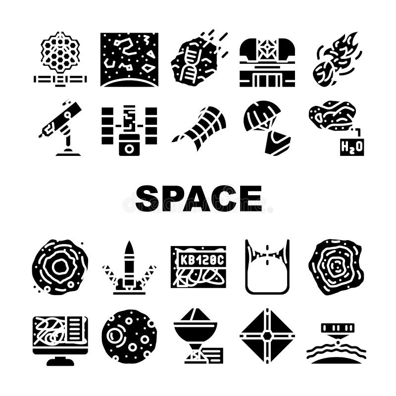 Space Researchment Equipment Icons Set Vector Stock Vector ...