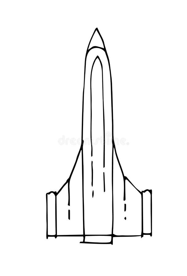 Space Rocket. Beautiful Space Object. Simple Doodle Drawing in Childish