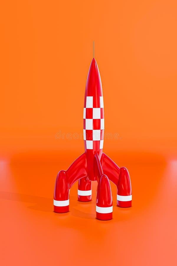 Space Rocket Isolated on Orange Stock Illustration Illustration of