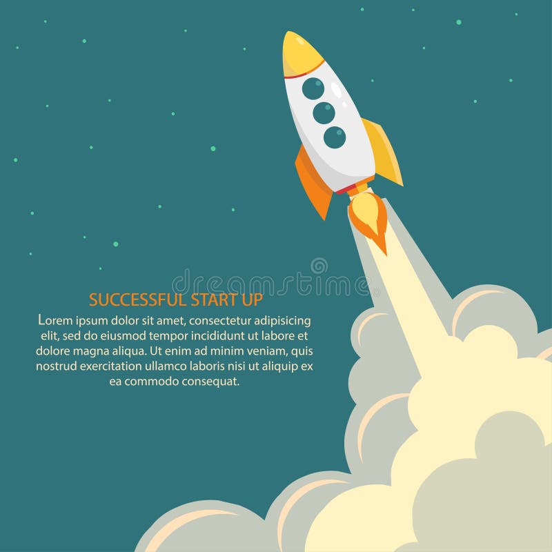 Space rocket launch. Start up vector illustration