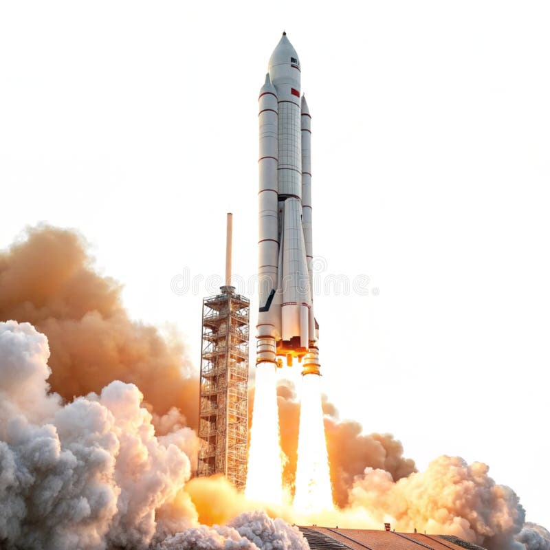 Space rocket start-up icon isolated on transparent background vector illustration