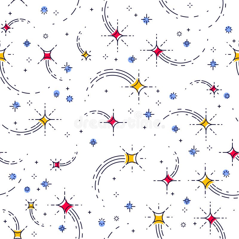 Space seamless background with stars, shooting stars, falling stars, undiscovered galaxy cosmic fantastic and interesting textile royalty free illustration Space seamless background with stars, shooting stars, falling stars, undiscovered galaxy cosmic fantastic and interesting textile royalty free illustration