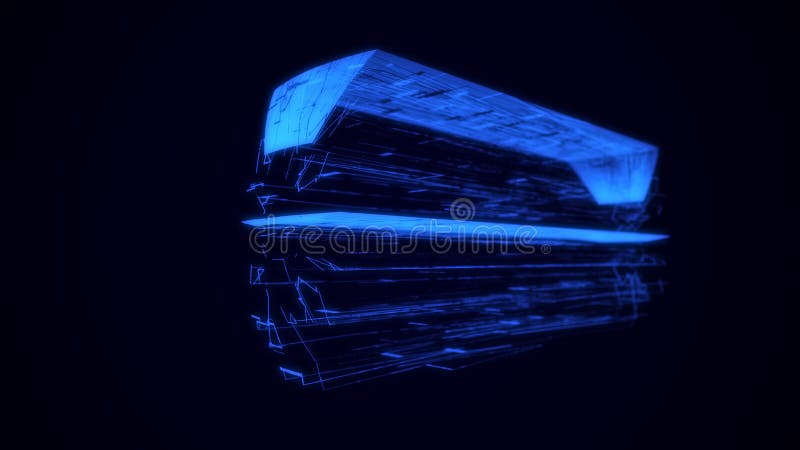 Space ship. Artificial intelligence. Digital database cyberspace. Big data visualization. Decoding algorithms hacked software. vector illustration