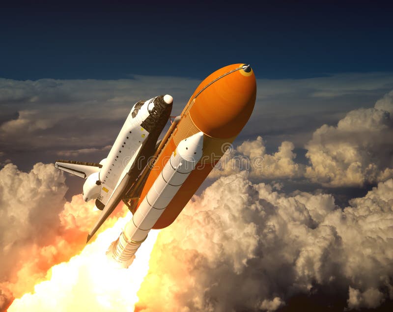 Space Shuttle In The Clouds royalty free illustration