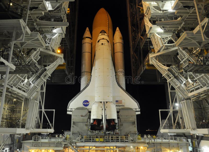 Space Shuttle at launch pad stock photography