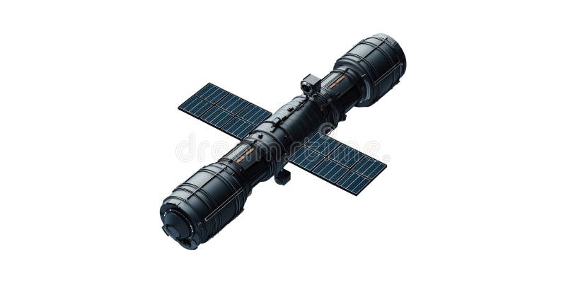 Space Station Module With Solar Panels. Advanced Space Technology And Exploration Isolated On Transparent Background stock photos
