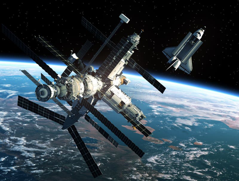 Space Station And Space Shuttle vector illustration Space Station And Space Shuttle vector illustration