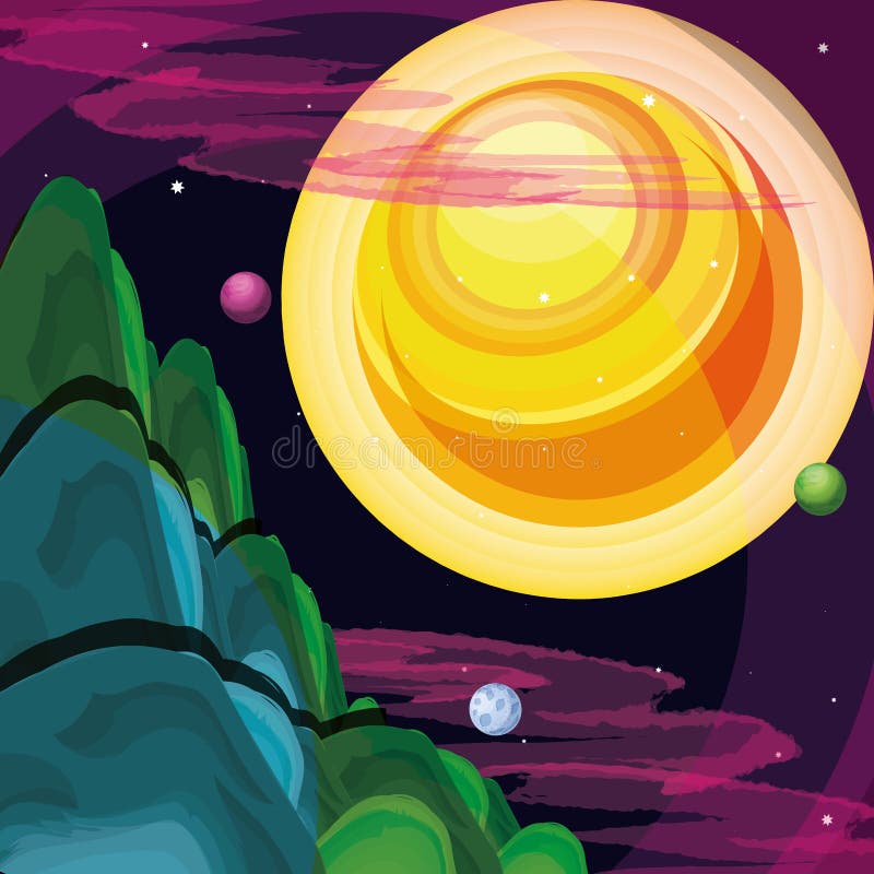 Space with sun universe scene royalty free illustration