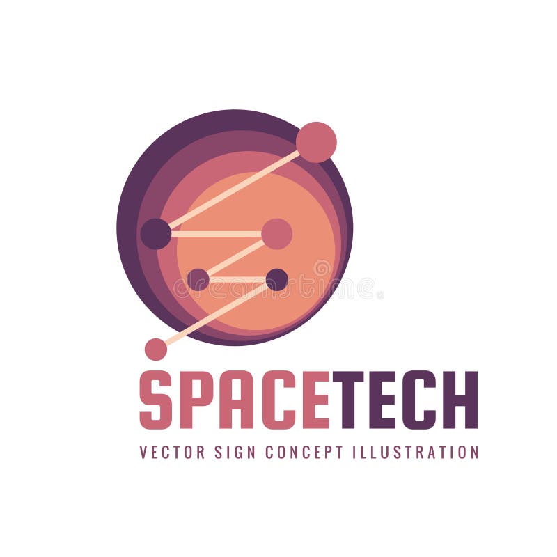 Space Tech - vector logo template concept illustration. Abstract planet creative sign. Electronic technology symbol. stock illustration