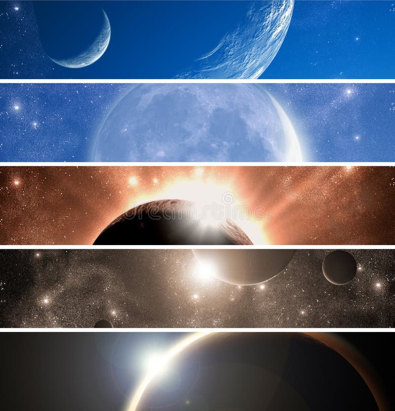 Space theme banners set stock illustration. Illustration of eclipse