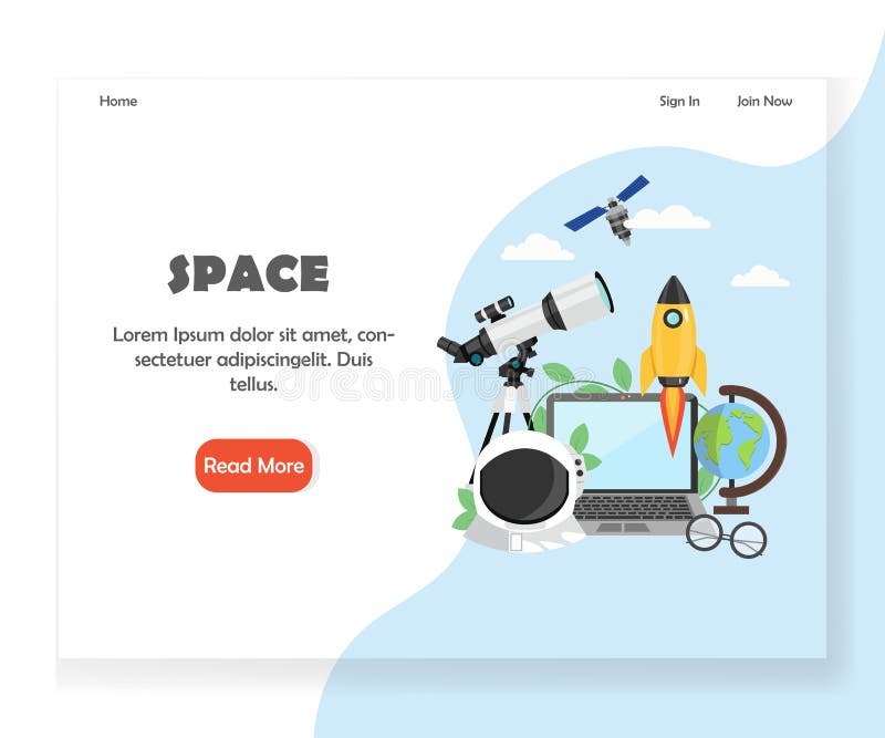 Space vector website landing page design template stock illustration