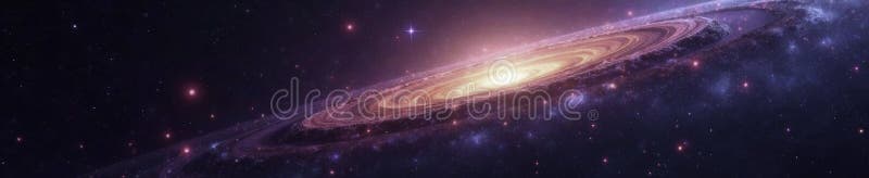 Spacecraft explorant une vaste scène de galaxie avec un vaisseau spatial étoilé illustration de vecteur