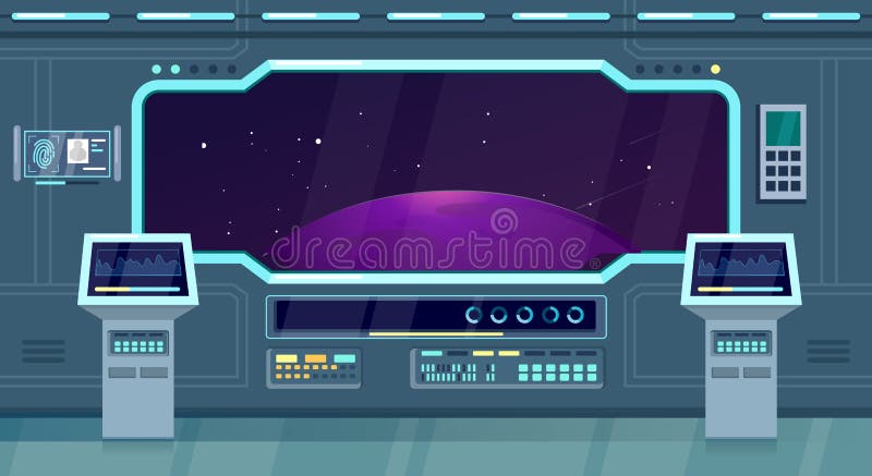 Spacecraft, Shuttle or Ship Interior Flat Vector Illustration Game Background. Space Travel Future Stock Vector - Illustration of futuristic, asteroid: 176393522