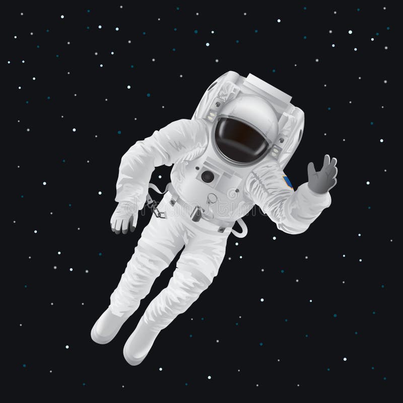 Astronaut in spacesuit floating in weightlessness, spaceman in open space  realistic vector illustration isolated over white background. Stock Vector