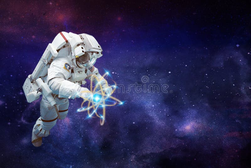 Spaceman and pure energy space.mission in outer space stock images