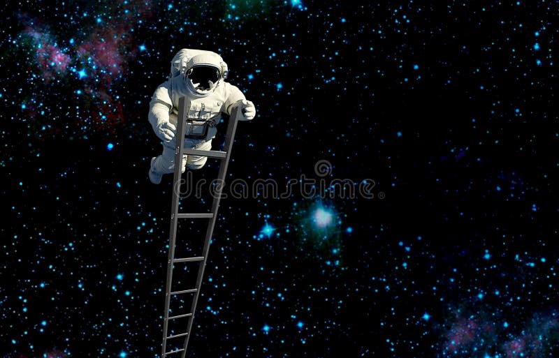 Spaceman traveling in space.mission in outer space royalty free stock image