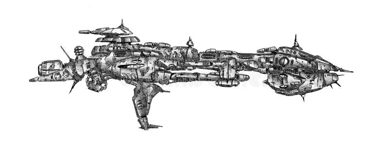 Spaceship Art Drawing Sketch Illustration Stock Illustration