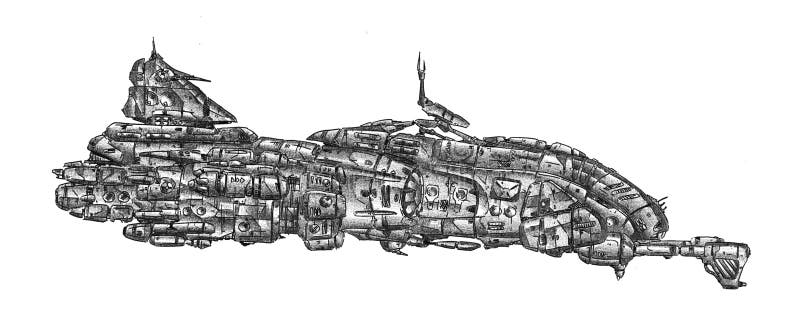 Spaceship Art Drawing Sketch Illustration Stock Illustration