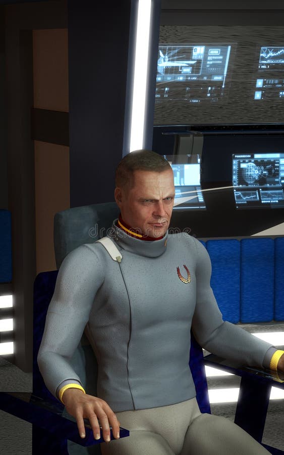 Spaceship captain futuristic man stock illustration