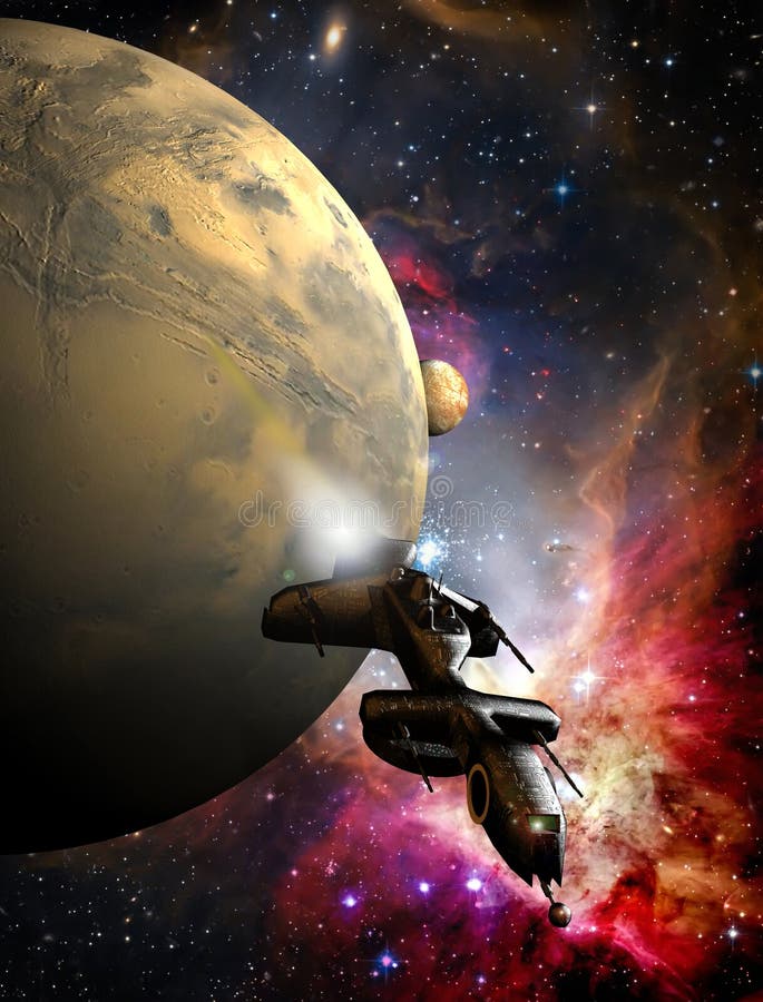 La Science-fiction astronave in fuga da un pianeta.